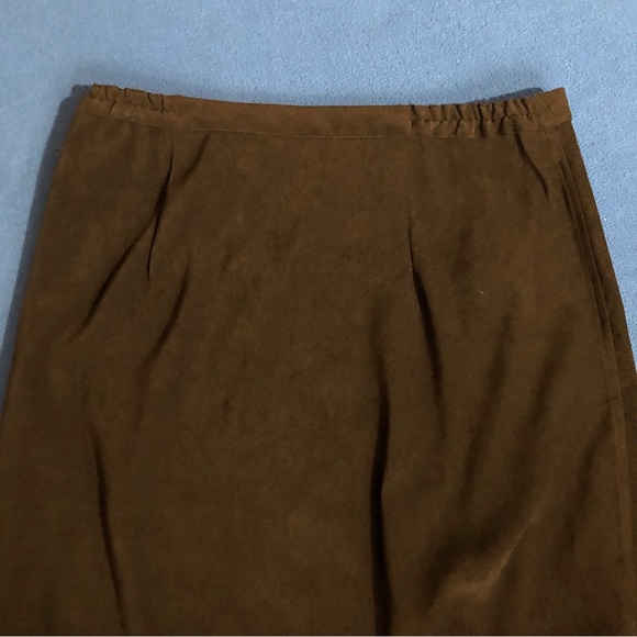 Christopher & Banks Faux Suede Long Stretch A-Line Skirt Brown - Picture 6 of 6